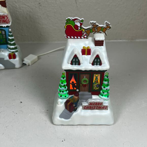 Hallmark Caroling Cottages 2009 Light & Sound Set of 4 & bonus 2014 Snowman - Picture 11 of 16